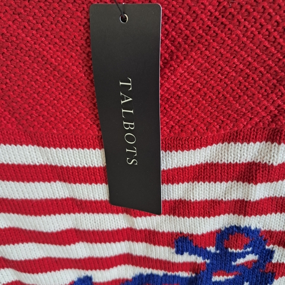 Talbots Red and White Striped Sweater with Navy Anchor NWT - Picture 4 of 12